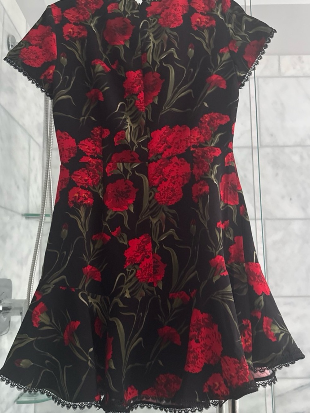 Lulu's Black Mini Dress with Red Floral Print - Picture 7 of 8